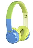 Vieta Pro Kids – Auriculares inalámbricos (Bluetooth, radio FM, micrófono integrado, entrada Auxiliar, reproductor Micro SD, plegables, autonomía 15 horas) verde y azul