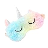 Bonito antifaz de peluche para dormir, con forma de unicornio, con orejas, para la noche, la siesta o viajes, para mujeres y niñas