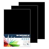 Raylu Paper Cartulinas A4 100 unidades de color negro, 180gr 210 x 297 mm, Ideal para encuadernación, trabajos de oficina, dibujo, manualidades, aptas para uso escolar. (Negro)