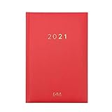 •Casterli - Agenda Anual 2021 Basic Edition, Día página - Básica pastel. (Rojo cereza) con tapa forrada y acolchada, las letras 2021 stamping en dorado. Con Tamaño A5 16 x 22 cm