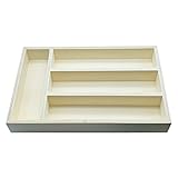 Organizador de cubiertos de madera, Bandeja para cajón de cubiertos, 19.5 x 30.5 x 4 cm