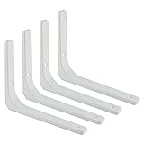SAYAYO Brackets for Shelves White Metal Brackets Corner Bracket 90 Degrees, 4 Pieces Stainless Steel Wall Shelf Bracket 250x200x30, EJR250W-4P