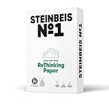 STEINBEIS N1, Papel 100% reciclado, A4, 80 g/m2, caja 5 paquetes (2500 hojas)