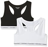 Calvin Klein 2PK Bralette, Ropa Interior para Niñas, Blanco/Negro (White/Black 908), 10-12 años