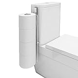 Tokokimo Portarrollos de papel higiénico de pie, sin taladrar, 4 rollos de papel higiénico integrado, soporte para rollos de papel higiénico de acero inoxidable, 42 x 3,5 x 9 cm, plateado, 1 unidad