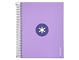 Liderpapel spiral notebook a5 micro antartik lined cover 120h 100 gr square 5mm 5 band 6 holes lavender color