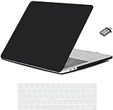 iNeseon Funda Compatible con 2016-2019 MacBook Pro 15(A1707 A1990), Rígida Carcasa & Cubierta del Teclado & Adaptador USB C para MacBook Pro 15 Pulgadas, Negro