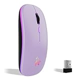 Акумуляторна бездротова миша TQQ, 7-кольорова миша з підсвічуванням і міні-USB-приймачем 2,4 ГГц, ігрова миша, сумісна з ноутбуком, ПК, комп’ютером, Chromebook, ноутбуком (фіолетова)