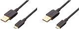Amazon Basics - Cable USB 2.0 de tipo A macho a micro B (Paquete de 2), 0,9 m, Negro