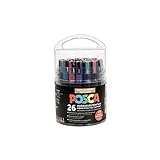 POSCA Uni Mitsubishi Pencil - XL Craft Pack - 26 Markers - 2 Tip Sizes, PC3M & PC5M - 6 Refill Tips Included - Metallic & Brilliant Colors