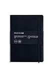 Miquelrius - Flexible Leather Notebook, Size 4, with Alphabetical Index, 300 Sheets, 5 mm Grid, with Eraser, Black, 152 x 210 mm