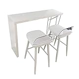 T-bord Lxn hvid massivt træ bar, spisebar bord med metalben, moderne enkelhed høj bord velegnet til hjem, hotel, spisestue, køkken, bar (ekskl. barstol)