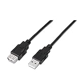 AISENS A101-0016 - Cable Extensión USB 2.0 DE 1.8 m (Apto para Juegos de Consola, Cámaras Digitales, Cámara Web, impresoras y Ratón) Color Negro