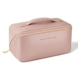 Aucuu Large Capacity Cosmetic Bag, Premium PU Makeup Bag, Multifunctional and Portable Wash Bag with Hand and Zipper, for Travel, Bathroom