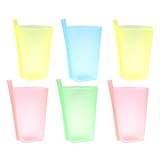 EXCEART Vasos de Colores con Pajita Incorporada Paquete de 6 Vasos de Paja para Niños Pequeños Vasos de Plástico con Pajita Incorporada Vasos de Agua de Color Caramelo para Niños Niños