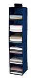 WENKO Organizador de ropa colgante Air - 6 compartimentos, Polipropileno, 30 x 122 x 30 cm, Azul