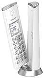 Panasonic KX-TGK210 - Teléfono Fijo Inalámbrico de Diseño, LCD 1.5', Identificador de Llamadas, Agenda de 50 Números, Bloqueo de Llamada, Modo ECO, color Blanco, 1 Unidad