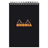 RHODIA 165019C - Bloc-Notes à Spirale (Reliure Intégrale) Noir - A5 - Ligné - 80 Feuilles Détachables - Papier Clairefontaine Blanc 80 g/m² - Couverture en Carte Enduite Souple et Résistante - Classic