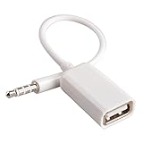 Aux to USB Adapter 3.5mm Macho Aux Audio Jack Enchufe a USB 2.0 Hembra Convertidor Cable Cable Convertidor para Coche Blanco de Oxsubor (Car Need Decode Function)