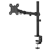 Amazon Basics - Soporte Simple para monitores, brazo ajustable en altura, acero, Negro