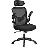 ເກົ້າອີ້ຫ້ອງການ Yaheetech Ergonomic Desk Chair Black Chair with Wheels Adjustable Height Armrest and Adjustable Headrest Load 136 KG