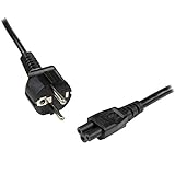 StarTech.com PXTNB3SEU1M - Cable de alimentación con 3 Clavijas para Ordenador portátil, Cable Schuko CEE7 a C5 Hoja de trébol, Negro