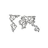 Hoagard Metal World Map - Decoración geométrica para Pared - Mapamundi - Metal - Negro - 60 x 100 cm