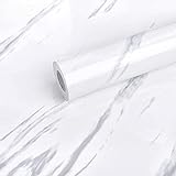 Papel Adhesivo Marmol 60CM X 2M Papel Marmol Beige Vinilo Marmol Impermeable de Aceite Impermeable Papel Pared para la Cocina Encimera Oficina de Baño (Blanco)