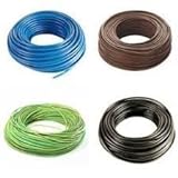 Cable eléctrico unipolar N07 V-K, cable de 1 x 2,5 mm², aislado con PVC, 4 bobinas de 50 metros, color marrón/negro/azul/amarillo/verde, flexible