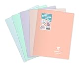 Clairefontaine 981481AMZC - Lote de 5 Cuadernos Grapados Koverbook Blush - 24x32 cm - 96 Páginas Cuadrados - Papel Blanco de 90 g - Cubierta de Polipropileno Opaco - Color Aleatorio