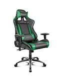 DRIFT GAMING DR150BG-Silla Gaming Profesional, polipiel, reposabrazos ajustable, piston clase 4, asiento basculable, altura regulable, reclinable, cojines lumbar y cervical, color negro/verde