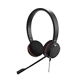 Jabra Evolve 20 Stereo Headset – Microsoft Certified Headphones for VoIP Softphone with Passive Noise Cancellation – USB-Cable with Controller – Black