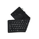 Foldable Silicone USB Wired Korean Layout Waterproof Keyboard Rollup Keyboard for PC Laptop Notebook, ສີດໍາ, ສີດໍາ (ສີດໍາ-ເກົາຫຼີ)