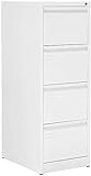 Pack 2 - OFITURIA White Office Organizational Bisley Type Metal Cabinet with 4 Drawers for DIN A4 Folders and Folio, Documents with Key, 132 x 46 x 62 (2 Units, White 4 Drawers)
