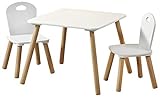 Kesper Mesa infantil con 2 aceros blancos, Ma e: mesa 55 x 55 x 45 cm, silla 27,5 x 27,5 x 50,5 cm, 1771213