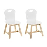 LOLAhome Set de 2 sillas Infantiles Blancas de Madera de Pino de 28x28x50 cm