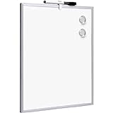 Хартия Raylu - малка магнитна бяла дъска с алуминиева рамка за дома и офиса, включва черен маркер с гумичка, магнит и подложки за стенен монтаж (35 x 28 cm)
