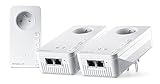 devolo Magic 2 WiFi 6 (ax) multi-room kit: 3 PLC WiFi adapters, Gigogne plug (2400 Mbits, mesh, 5 Gigabit Ethernet ports) maayo alang sa teleworking ug streaming, French plug