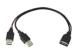 CERRXIAN Cable de extensión USB 2.0 USB 2.0 A Y divisor Hub Cable adaptador de cable, 1 hembra a 2 macho cable de extensión (0,3 m)