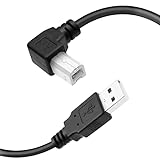 YACSEJAO - Cable de impresora USB de 1,5 m, USB de 90 grados, 2.0 A, macho a B macho, cable USB B con impresión de alta velocidad de 480 Mbps, negro (ángulo izquierdo)