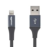 Amazon Basics - Cable USB A con conector Lightning, colección premium, 10 cm, Pack de 2 - Gris