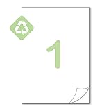 Gluetack–Etiquetas Adhesivas de Papel 100% Reciclado A4 (210 x 297mm)–Pegatinas para Imprimir con Adhesivo Permanente y Fácil Despegado–25 Folios Adhesivos–1 Etiqueta/Hoja–25 Etiquetas