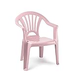 CABLEPELADO Silla Infantil plastico - reposabrazos - apilable - Interior - Exterior - Fácil Limpieza - terraza - Jardin - Juegos - Color Rosa Claro