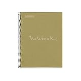 MIQUELRIUS - Cuaderno Notebook Emotions 100% Reciclado - 1 franja de color, A4, 80 Hojas con Rayado Horizontal de 7mm, Papel 80 g, 4 Taladros, Cubierta de Cartón, Color Verde