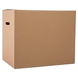 Caixas de cartón extragrandes para mover Caixas de mudanza moi resistentes 80x50x60cm, paquete de 10/5 caixas de dobre parede con asas, caixa de almacenamento de embalaxe de envío Caixa de cartón ondulado (Color: B)