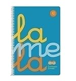 LAMELA Fluor Spiral Notebook, 4º 80 Sheets Square 4 mm. ຝາພາດສະຕິກ (ສີຟ້າ)