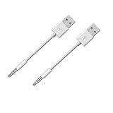 Amicable USB Date Cable Replacement for iPod Shuffle Charger Cable,(2-Pack) 3.5mm Jack/Plug to USB Power Charger Sync Data Transfer Cable for iPOd Shuffle 3rd 4th 5th 6th