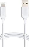 Amazon Basics Lightning - USB-A кабелі, MFi сертификатталған iPhone зарядтағыш, ақ, 1,8 м