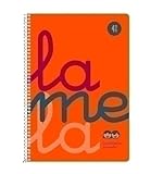 Cuaderno Espiral LAMELA Fluor, 4º 80H Cuadrovía 4 mm. Tapa Plástico Naranja