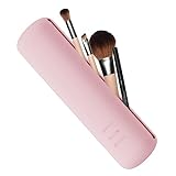 FVION Travel Makeup Brush Holder, Silicone Cosmetic Brushes Bag, Makeup Brush Organizer nga adunay Magnetic Closure (Pink)